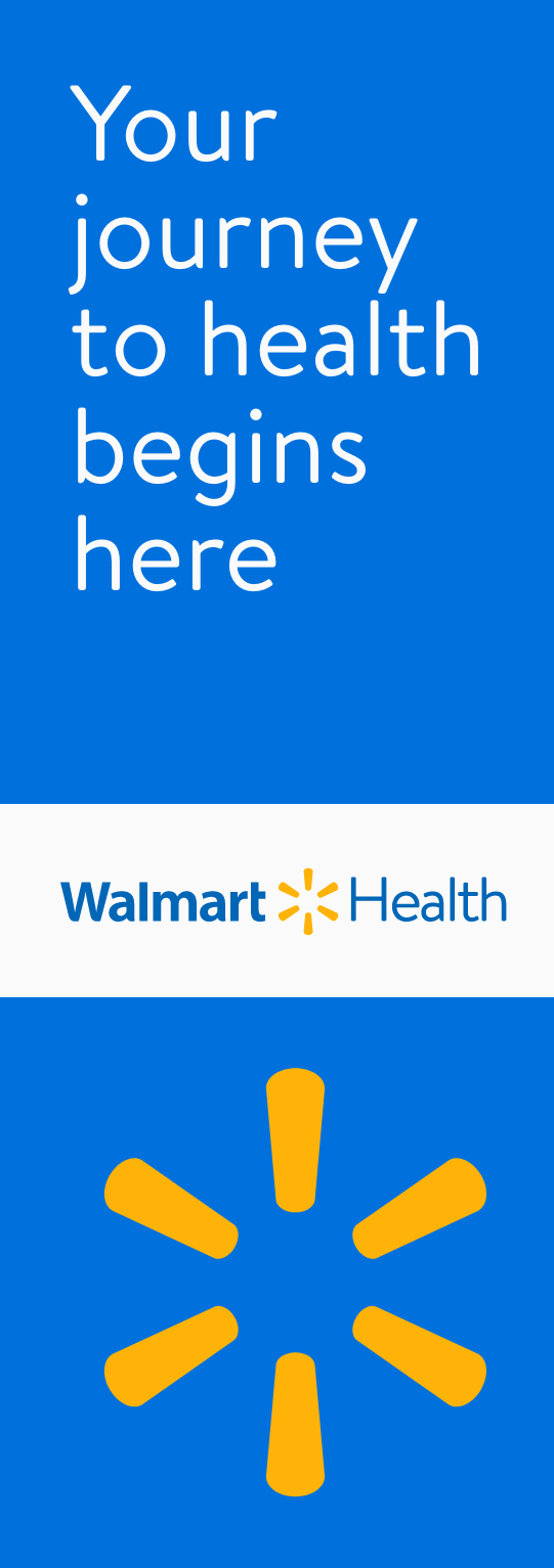 Walmart Health vertical poster, ‘Your journey to health begins here’